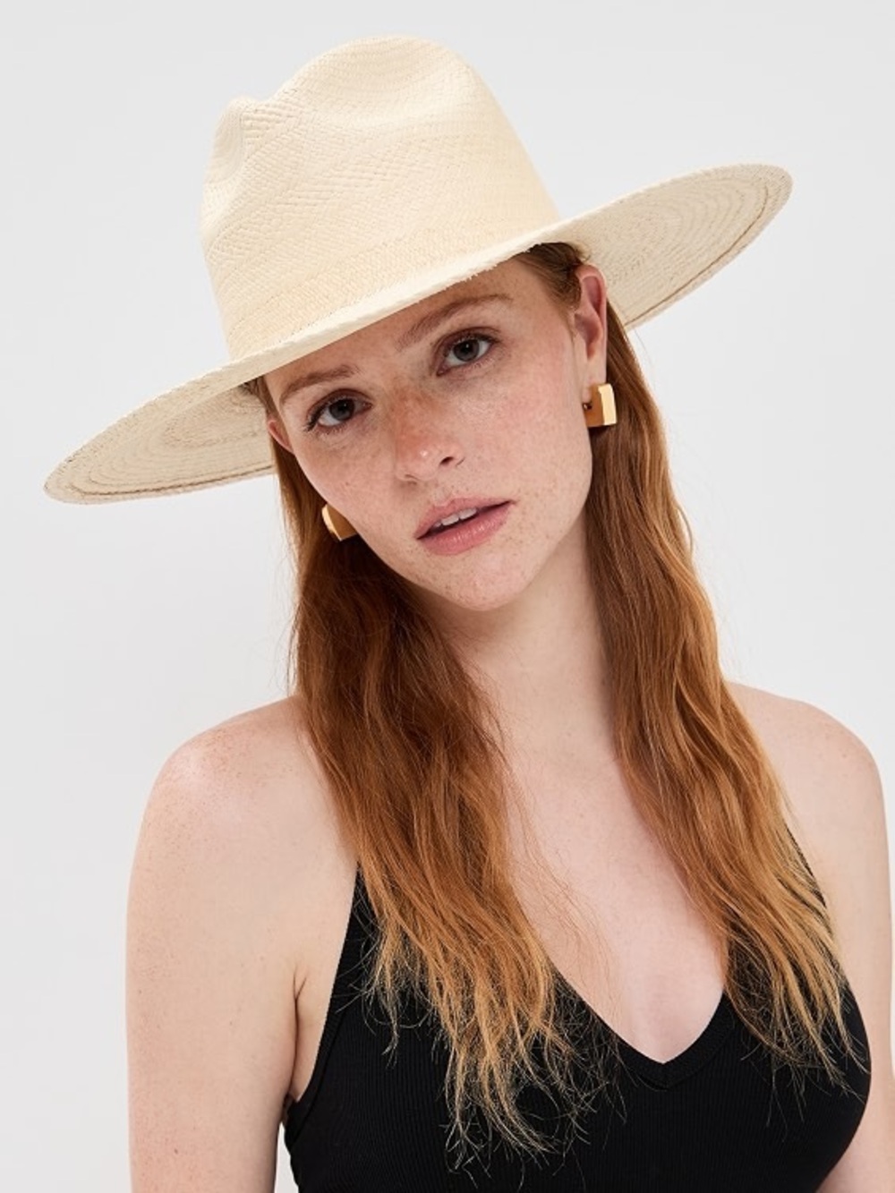 Janessa Leone Capri Straw Wide Brim Hat Natural Womenโs Size Small flaw